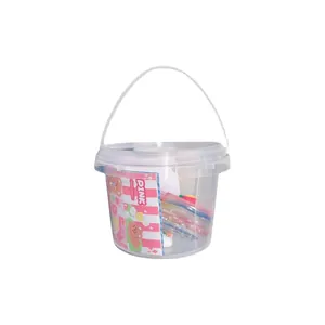 Cute DIY Goo Card sticker set in transparent round bucket for children craft kit