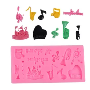 Music instrument and note silicone mold for fondant cake and chocolate DIY craft decorations
