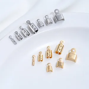 Stainless Steel Cord Ends Clasps Connectors For Jewelry Making DIY Bracelet Necklace End Caps Findings Accessories Gold Silver