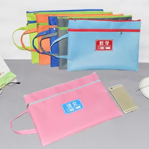 Oxford cloth double-layer A4 school file organizer bags in multiple colors