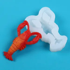 Molde de silicona realista con forma de langosta para decoración creativa de pasteles DIY.