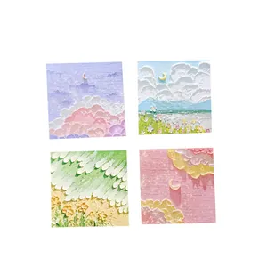 Set of four artistic impasto oil painting landscape sticky notes for students and office use