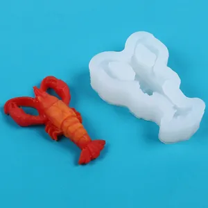 Molde de silicona de langosta para repostería con modelo realista sobre fondo azul