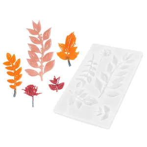 Molde de silicona con forma de hoja y flor para joyas de resina DIY