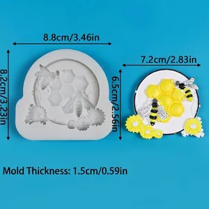 Detailed dimensions and weight of bee and honeycomb silicone mold for DIY cake decor