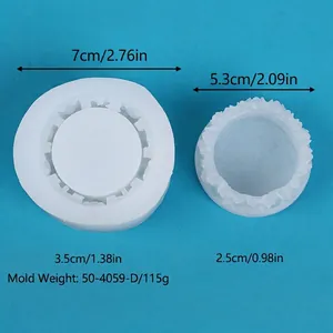 Detailed dimensions of the round floral wreath silicone mold for resin jewelry trays