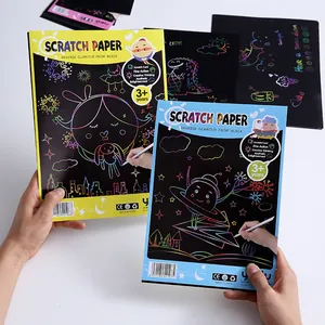 Colorful rainbow scratch paper art kit for kids creative DIY drawing and craft activities