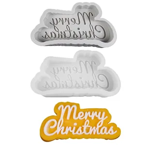 DIY καλούπι σιλικόνης Merry Christmas για διακόσμηση σοκολάτας και κεριών αρωμάτων