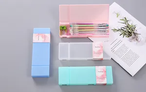 Multi-color PP stationery pencil cases with internal compartments for school office