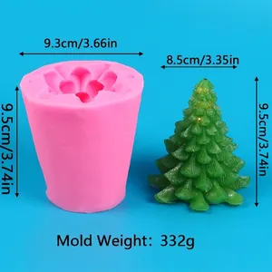 Hochwertige Silikonform für Weihnachtsbaumkerzen mit detaillierten Maßangaben und Daten