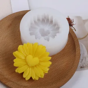 Herz-Sonnenblume-Silikonform für handgefertigte Duftkerzen und Seifenherstellung