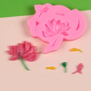 Chinese Style Lotus And Koi Fish Silicone Mold For DIY Fondant Chocolate Cake Decorating Handmade Candy Baking Tool