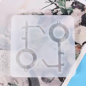 Detail view of square silicone mold for DIY resin no-touch door opener keychains