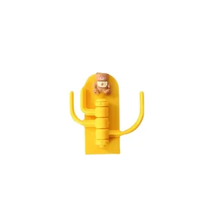 Creative yellow cartoon bear 3-arm rotating adhesive hook for wall mounting organization