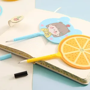 Creative cute cartoon fan-shaped ballpoint pens set with fruit and girl patterns for student gifts