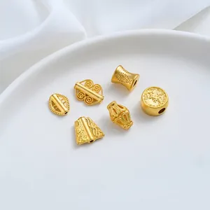 Collezione di perline distanziatrici placcate oro 24K per gioielli fai da te opachi