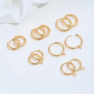 Detailed view of gold-plated stainless steel hoop earring findings for DIY jewelry
