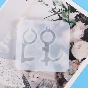 Detailed view of semi-transparent silicone mold for DIY no-touch keychain tools