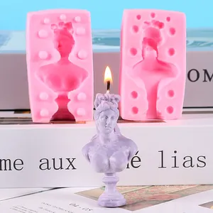 Detailansicht der klassischen Büstenkerze und der pinken Silikonform für DIY