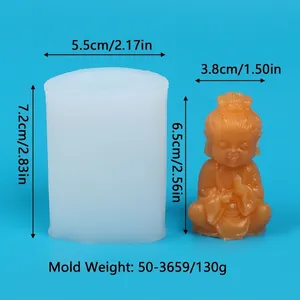Detailed dimensions of happy monk silicone mold for DIY aromatherapy candles and plaster