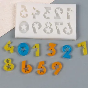 DIY 0-9 Zahlen Silikonform Mit Stern Hohl Design Für Schokolade Süßigkeiten Tortendekoration Geburtstag Kerze Handgemachtes Handwerkzeug
