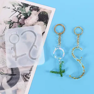 Translucent silicone mold and finished glitter resin non-contact door opener keychains