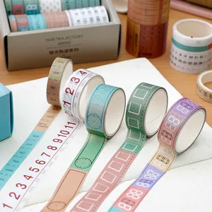 Vintage washi tape set with 5 rolls of retro calendar and decorative patterns for DIY