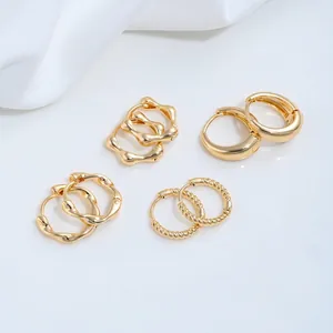 Pendientes de Aro Retorcidos Irregulares de Acero de Titanio Que No Se Desvanecen Oro Plata Galvanizados Accesorios de Pendientes Geométricos para Mujer