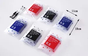 Vue détaillée des paquets de recharges de stylo gel 0,5 mm avec dimensions 11x18 cm