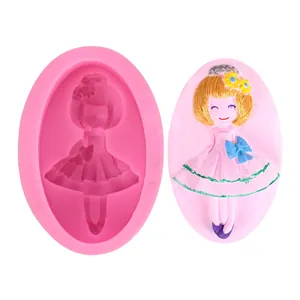 Moule en silicone relief fille de dessin animé pour bougies, savons et plâtre, ovale rose