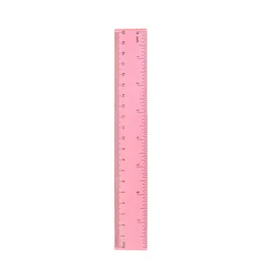 20cm pink plastic straight ruler with dual scales in cm and inches