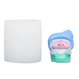 Detailed view of gnome elf silicone mold with a colorful finished sample
