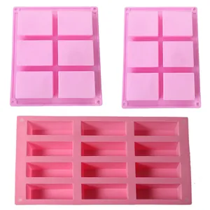 Siliconen Rechthoekige Vorm Voor Zeep Maken DIY Taart Chocolade Kaars Vormen Roze Flexibele Mousse Bakplaat Sieraden Decoratie