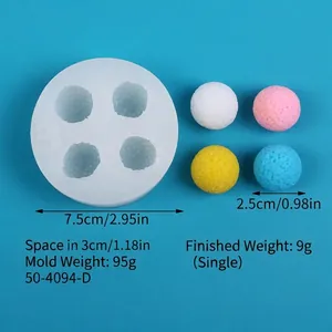 Detailed dimensions of 3D bayberry spherical silicone mold for ice and chocolate