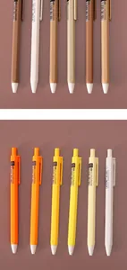 Vertical display of Morandi colored retractable gel pens in various pastel shades