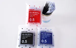 Lot de 100 recharges d'encre gel 0,5 mm en rouge bleu et noir avec pointes fines et lisses