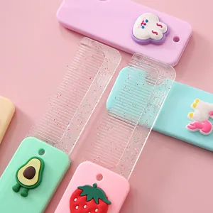 Pettini pieghevoli portatili a cartoni animati con glitter e graziosi ciondoli in 3D