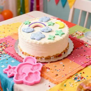 Stampo in Silicone Arcobaleno Nuvola Stella Luna per Fondente Cioccolato Decorazione Torte Aromaterapia Gesso Fai da Te