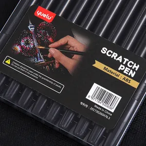 Set of 10 YUELU dual-use black scratch pens for night scene painting and art creation
