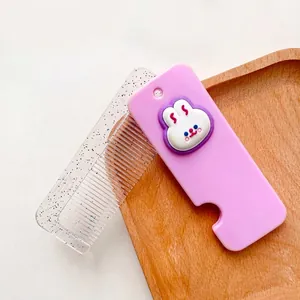 Pettine pieghevole portatile per ragazze con grazioso design a coniglietto e glitter