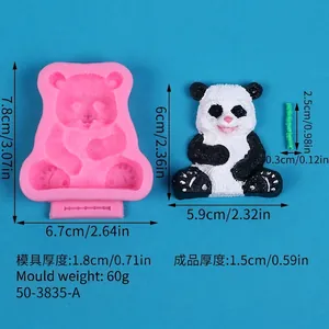 Panda silicone mold set with dimensions for DIY candles and plaster crafts