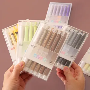 Morandi Color Retractable Gel Pens 0.5mm Fine Point Black Ink Quick Dry Smooth Writing Pens For School Office Stationery