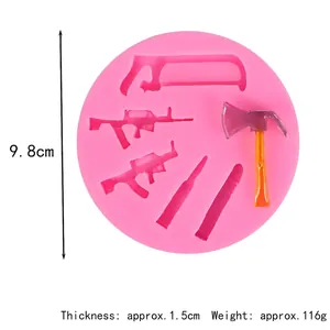 Moule en silicone rose rond pour fondant outils et armes dimensions 9,8 cm