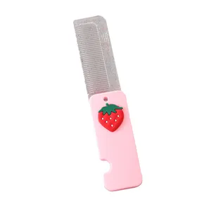 Simpatico pettine pieghevole portatile con decoro fragola e denti trasparenti glitterati