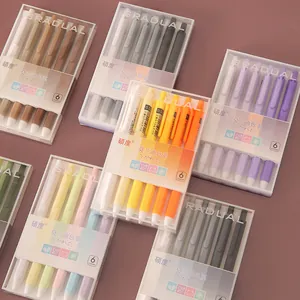 Morandi color retractable gel pen set with 6 gradient aesthetic shades for students