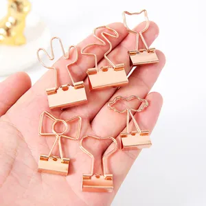Set aus 6 kreativen Metall-Binder-Clips in Roségold für Büro und Journaling-Zubehör