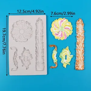 Vista dettagliata dello stampo in silicone con motivo vintage e dimensioni per decorare torte