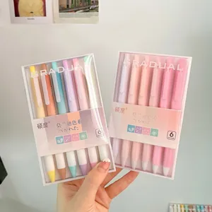 High-quality 6-pack Morandi color retractable gel pens with quick-dry ink for students