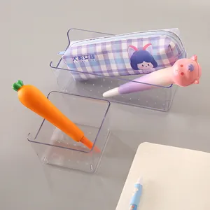 Boîte de Rangement de Bureau Organisateur en PET Transparent pour Papeterie Maquillage Bijoux Bureau Divers Diviseur Bac de Rangement en Plastique Clair