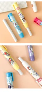 Close-up of cute cartoon mechanical erasers with outer space astronaut patterns